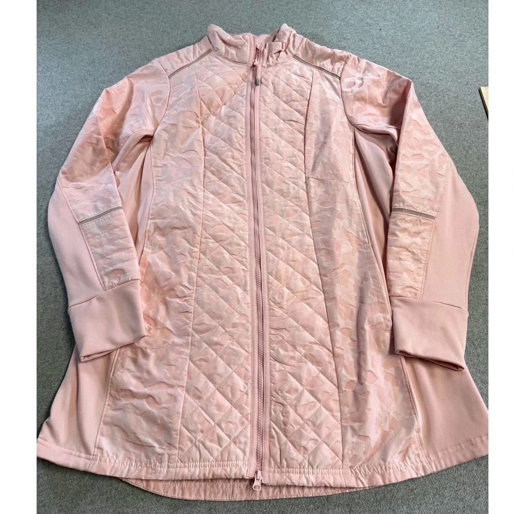 Avia Womens 3X Jacket Pink Quilted Lightweight‎ Athletic Zip Up Plus Activewear